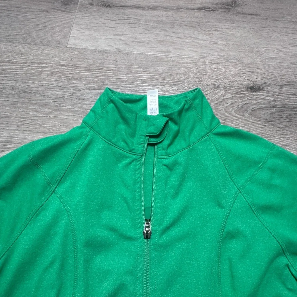 Kyodan Womens Green Heathered Full Zip Active Jacket Mock Neck Size Small